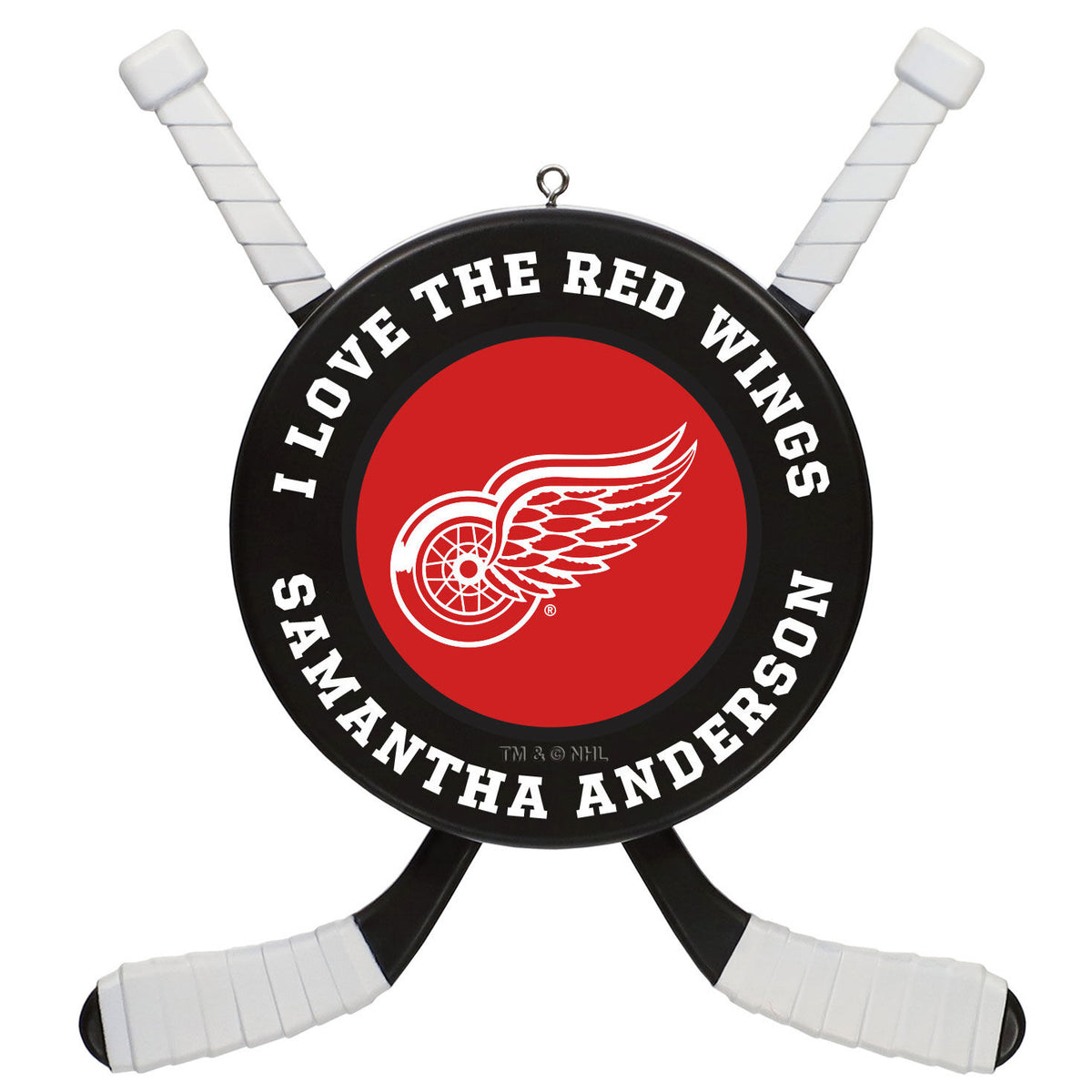 NHL Detroit Red Wings® Hockey Personalized Ornament, Custom Text