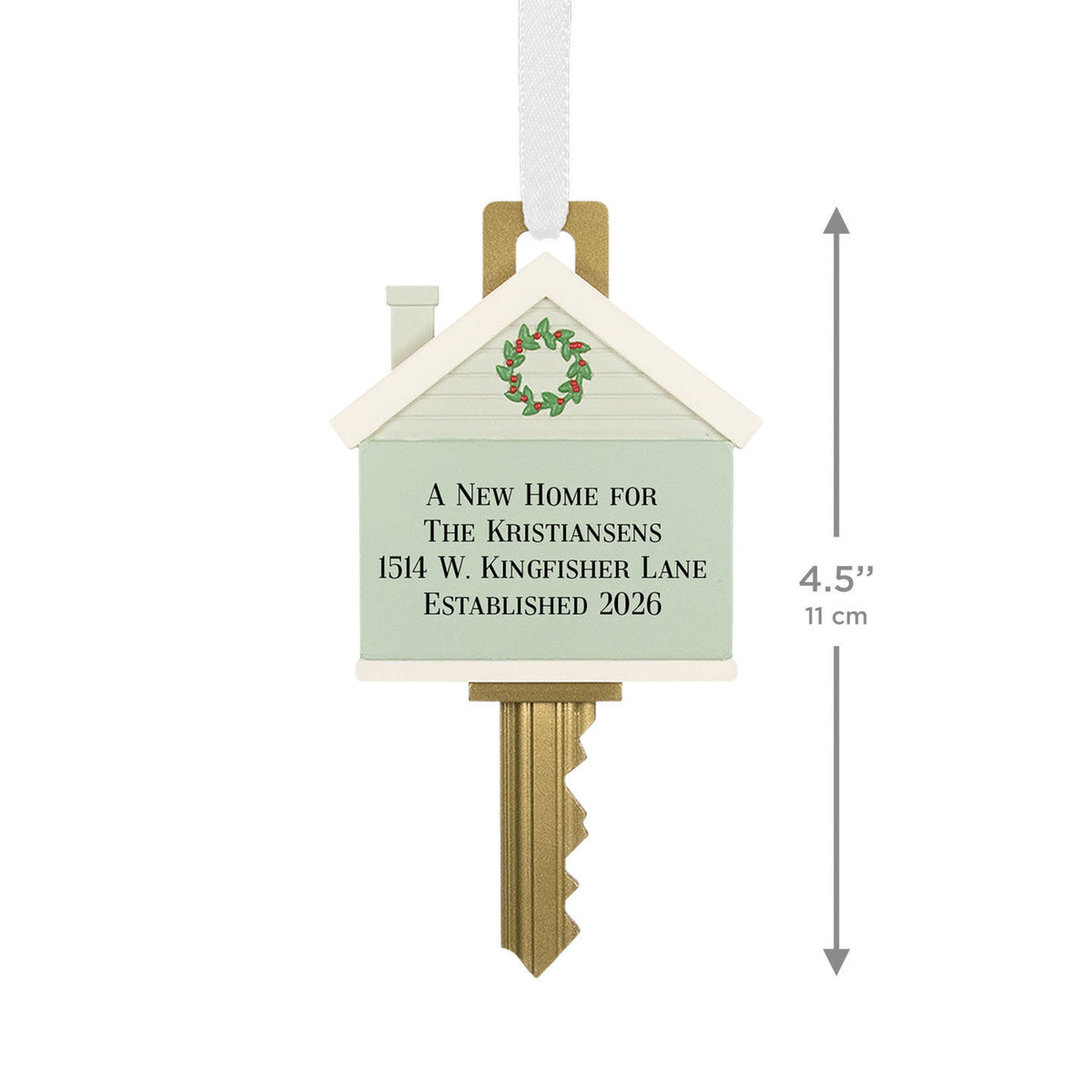 New Home Key Personalized Ornament, Custom Text