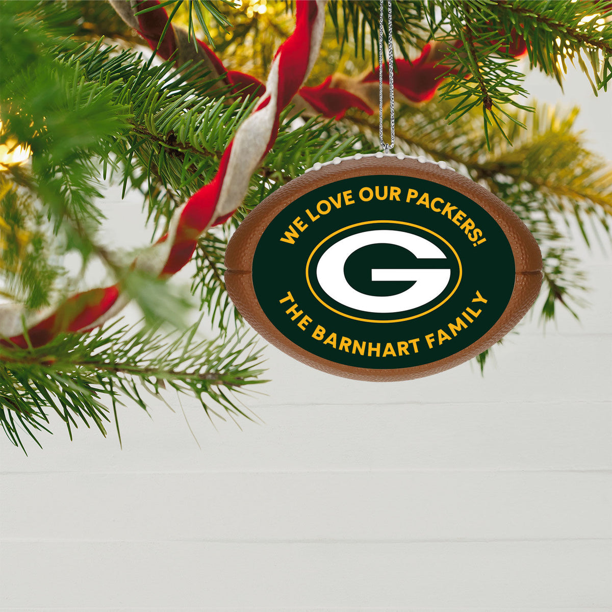 NFL Green Bay Packers Football Personalized Ornament, Custom Text