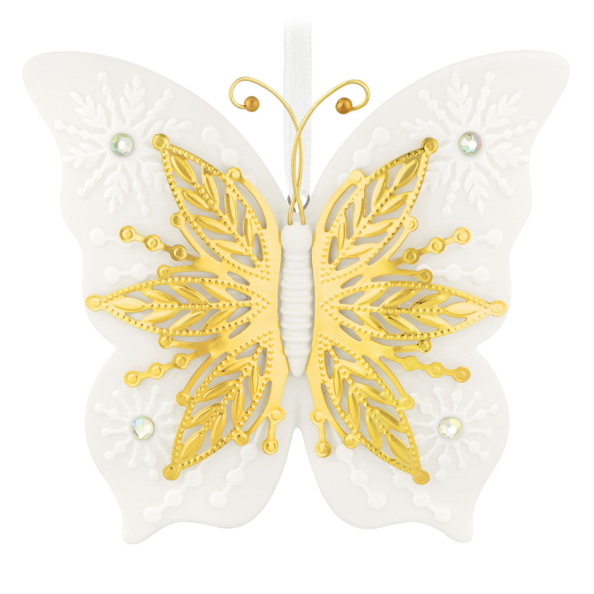 10th Anniversary Brilliant Butterflies Porcelain and Metal Ornament