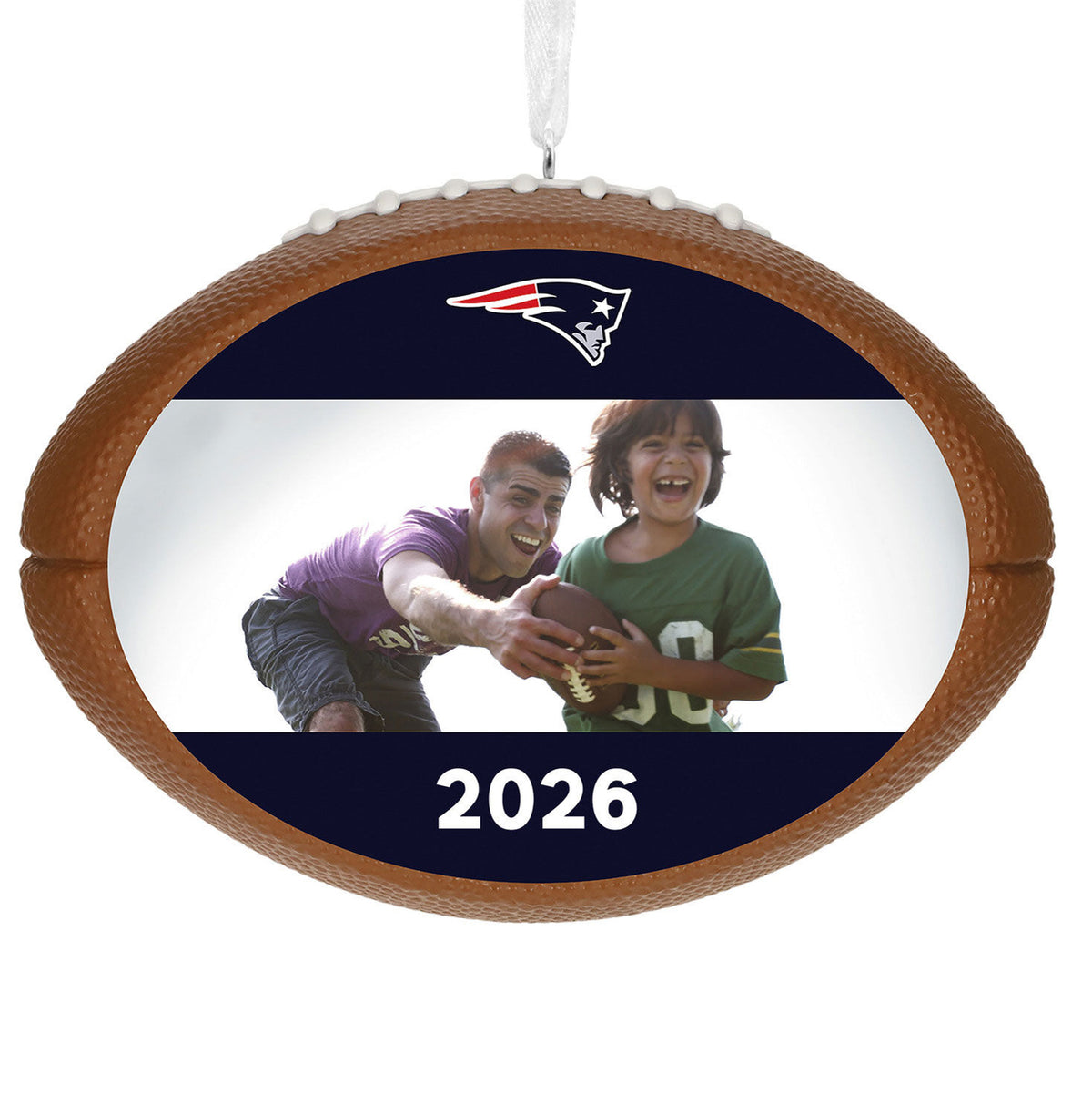 NFL New England Patriots Football Personalized Ornament, Custom Photo and Text