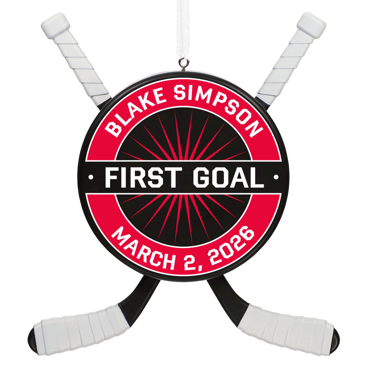 Hockey Star Personalized Ornament, Custom Text
