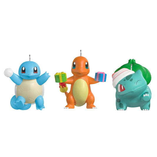 Mini Pokémon Squirtle, Charmander, Bulbasaur Ornaments, Set of 3
