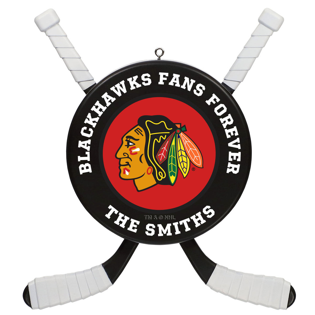 NHL Chicago Blackhawks® Hockey Personalized Ornament, Custom Text