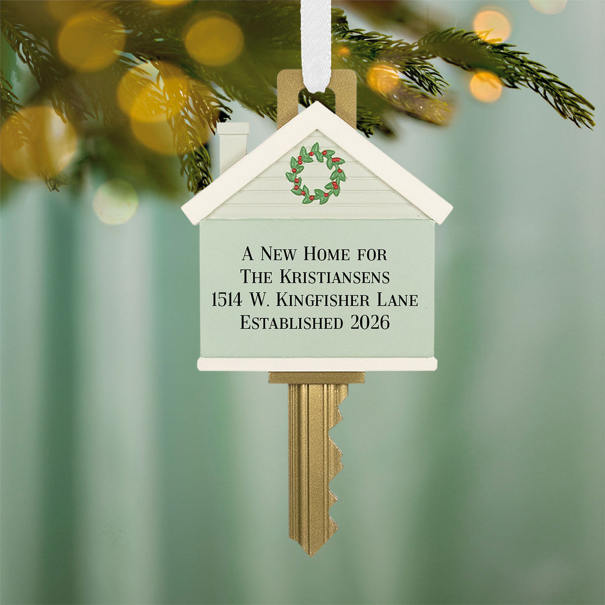 New Home Key Personalized Ornament, Custom Text