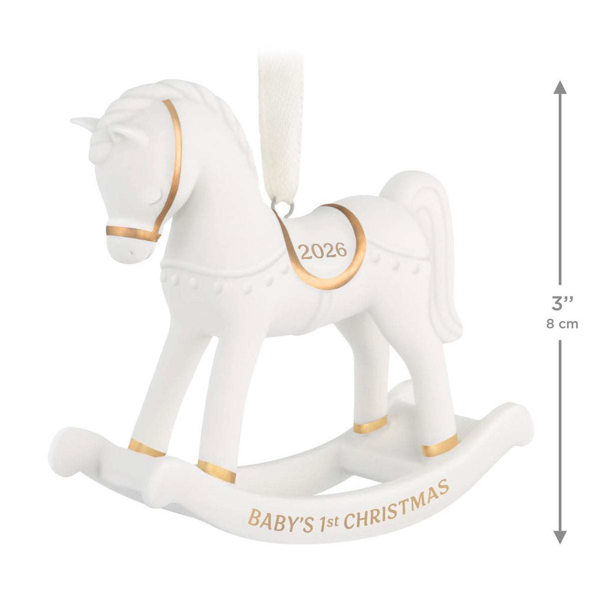 Baby's First Christmas Rocking Horse 2026 Porcelain Ornament