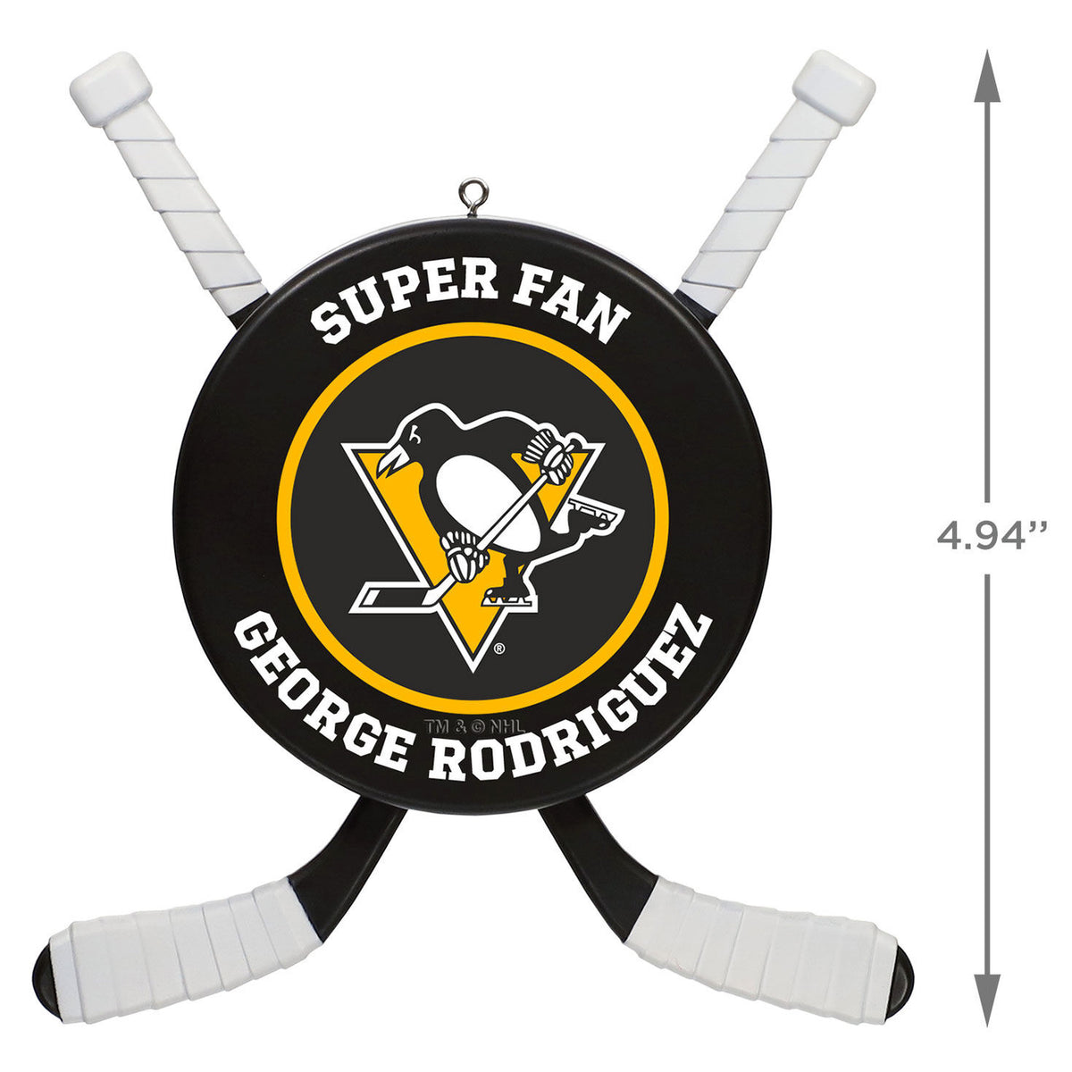 NHL Pittsburgh Penguins® Hockey Personalized Ornament, Custom Text