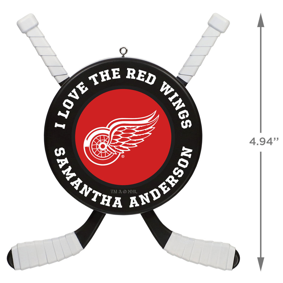 NHL Detroit Red Wings® Hockey Personalized Ornament, Custom Text