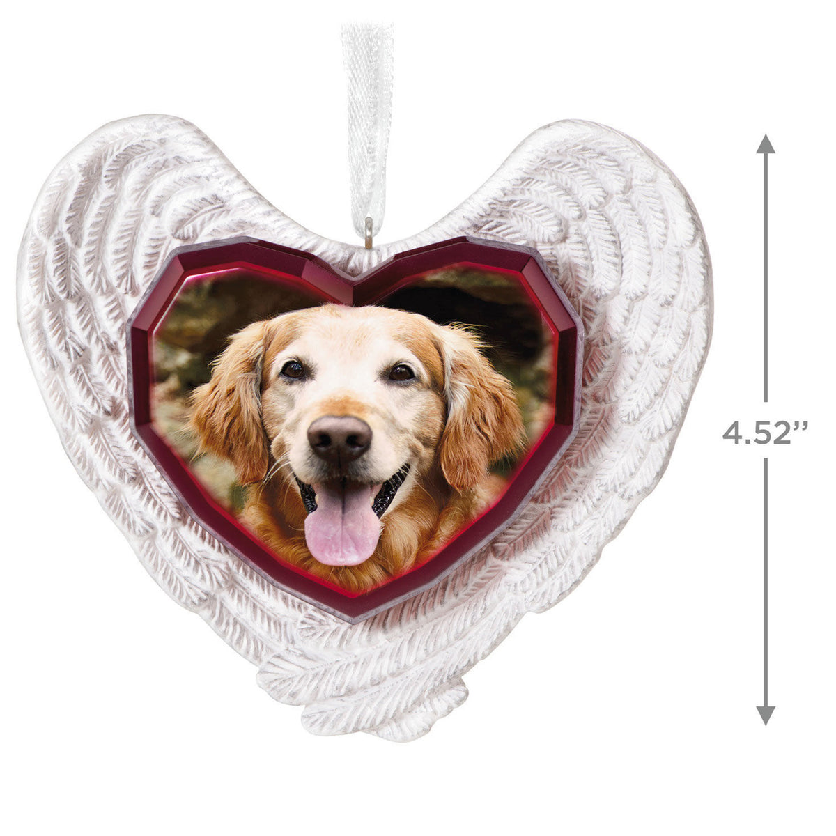 Forever Loved Memorial Heart and Angel Wings Personalized Ornament, Custom Photo